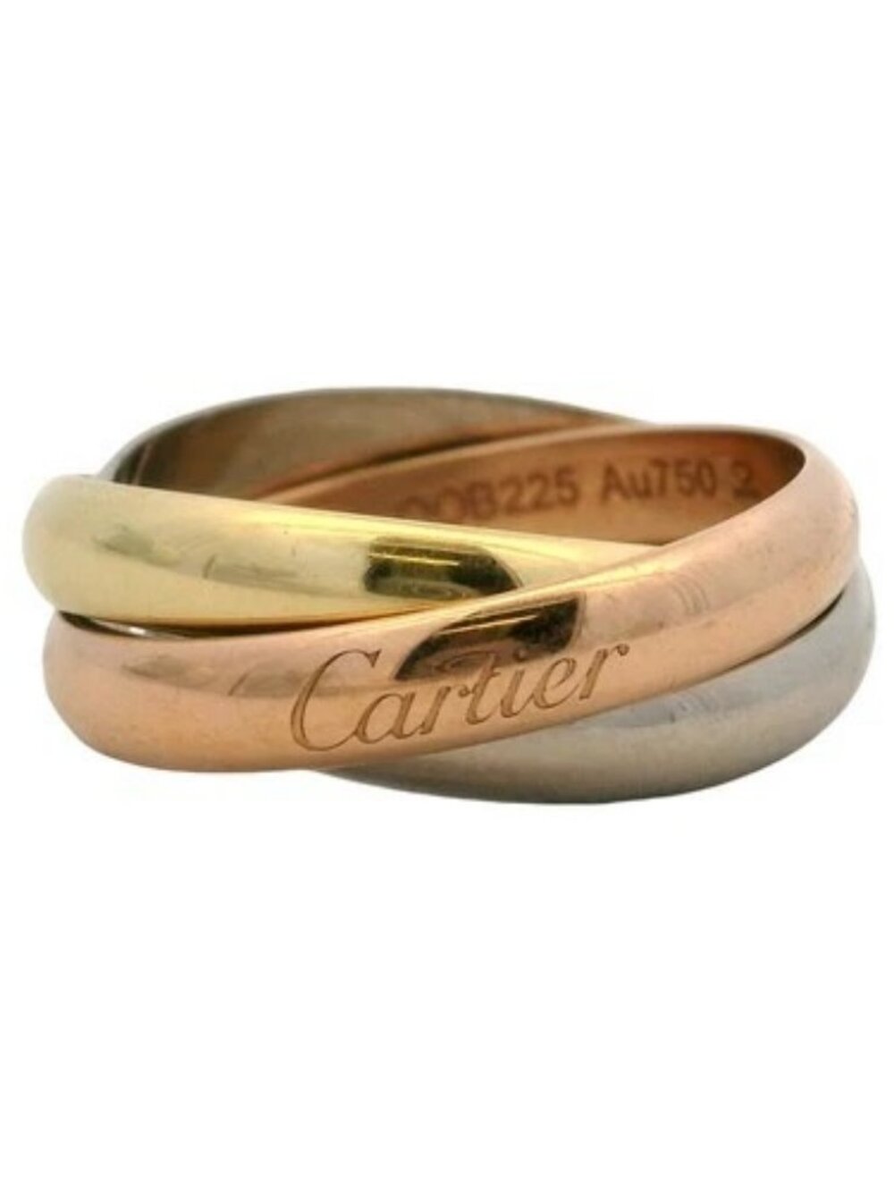 Cartier Solid 18kt Tri-Tone Gold Classic Model Trinity Rolling Ring Size 57 8